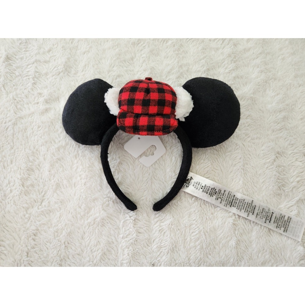 Disney Parks Mickey Plaid Hat Minnie Ears Headband Christmas Holiday 2022 Ears